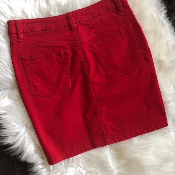Red Denim Mini Skirt H&M size 4 - Picture 2 of 4